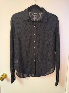 Cruel Denim Black Lace Button-Up Top
